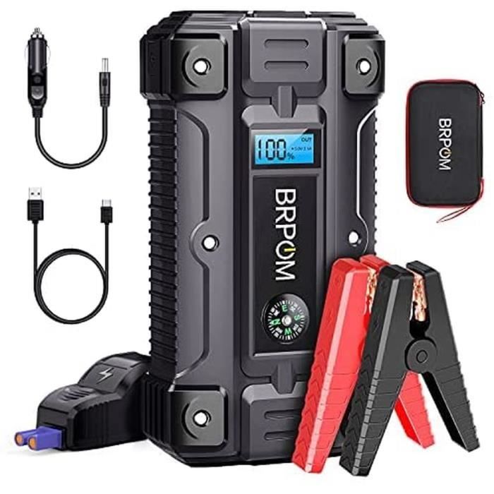 BRPOM Booster Batterie 3000A 23800mAh Jump Starter Portable (Jusqu’à 8.0L Diesel ou 10L Gas) Démarrage de Voiture 12V avec Prise All