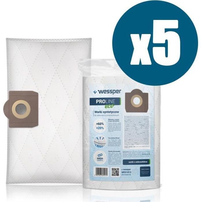 40 L Kga Supplies 30 L Lot de 5 sacs /à poussi/ère solides pour aspirateurs Titan 16 L 20 L