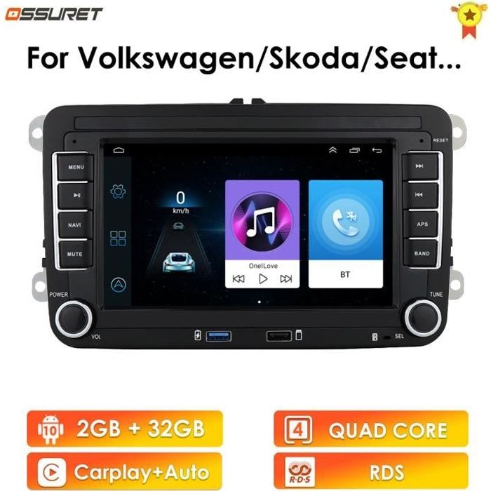Autoradio Android 10 pour VW POLO GOLF 5 6 Plus PASSAT B6 JETTA TIGUAN TOURAN SHARAN SCIROCCO CADDY Siège Carplay Audio Stéréo GPS