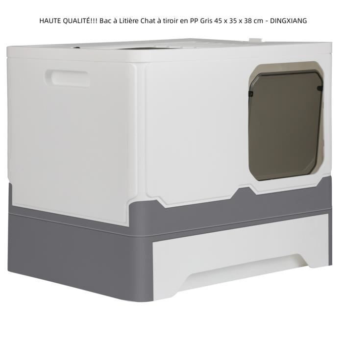 Comparer les prix de Bac à Litière Chat en PP Gris 45 x 35 x 38 cm - DINGXIANG