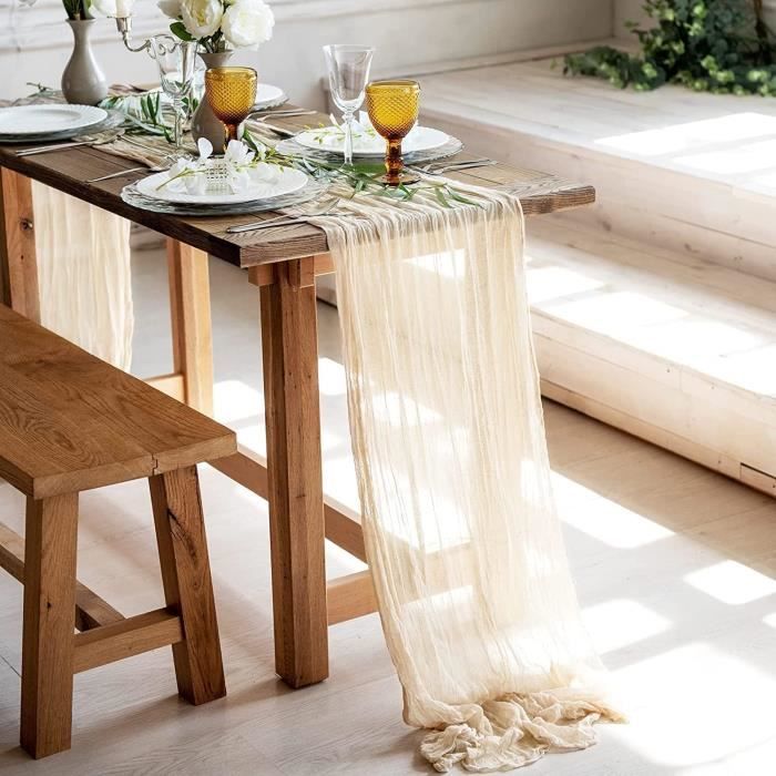 Nuenen Lot De 36 Serviettes Gaze Froissées Rustiques Beige Vert Sauge - 50x50 Cm Décoration Table