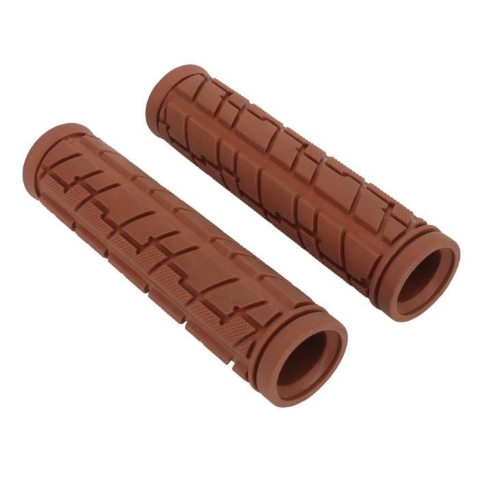 Poignées Vélo En Cuir KIMISS - Paire Marron PU Éponge, Guidon 22mm | Confort Anti-Dérapant