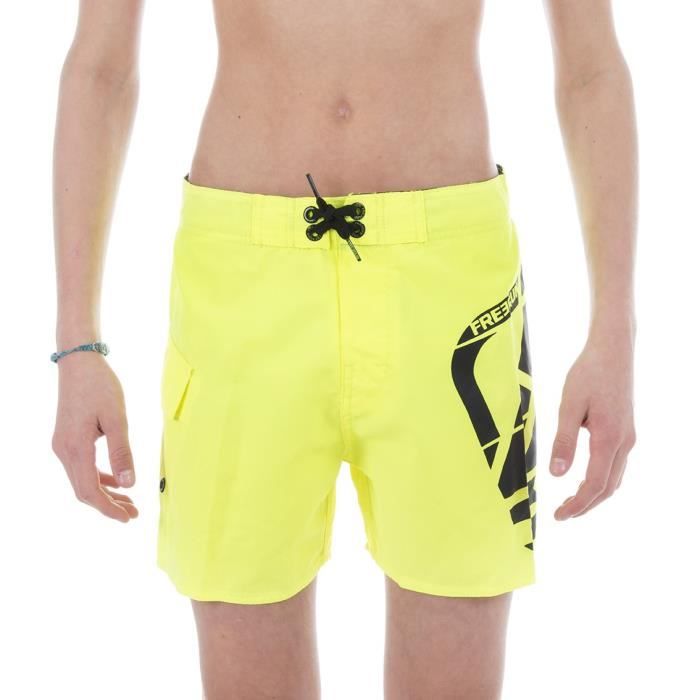 Freegun Boardshort Maillot De Bain Garçon Jaune Fluo