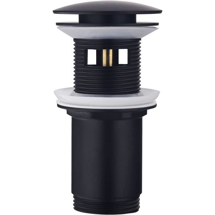 Bonde De Lavabo Avec Trop-plein Noir - Mécanisme Click-clack, Filetage G 1¼, Installation Facile Sans Outil - 4