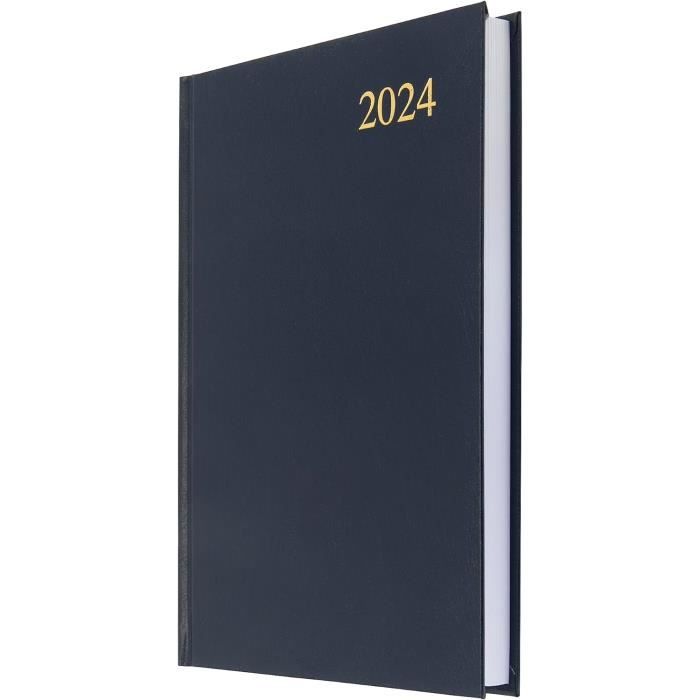Agenda 2024: Journalier A4 XXL, 2 Pages par Jour- Janvier 2024 à Décembre  2024, Planificateur de Bureau (Couverture Noire Doreé) (French Edition)