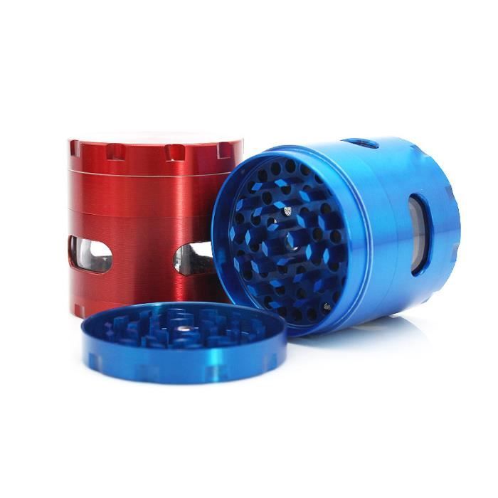 Grinder ILC 4 Parties - Broyeur Épices, Herbes, Tabac - Dents Diamant, Pollen Catcher - Alliage Zinc (Noir)
