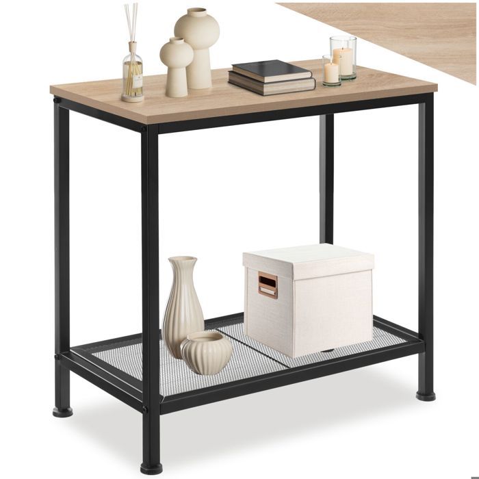 Table basse - TECTAKE - Table dappoint FILTON style indutriel bois MDF et acier 60 x 305 x 605 cm - Bois clair/Chêne sonoma