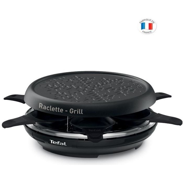 TEFAL RE12A810 Neo Deco Raclette 2en1, Appareil à raclette + grill 6 personnes, Revêtement antiadhésif, Sans PBA, Fabriqué en France