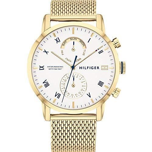 Montre - Tommy Hilfiger - 1710403 - 44 mm - Cadran Sunray blanc - Bracelet en mesh doré