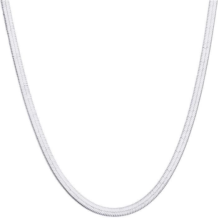 Collier réglable en acier titane avec chaîne plate en os de serpent et pendent