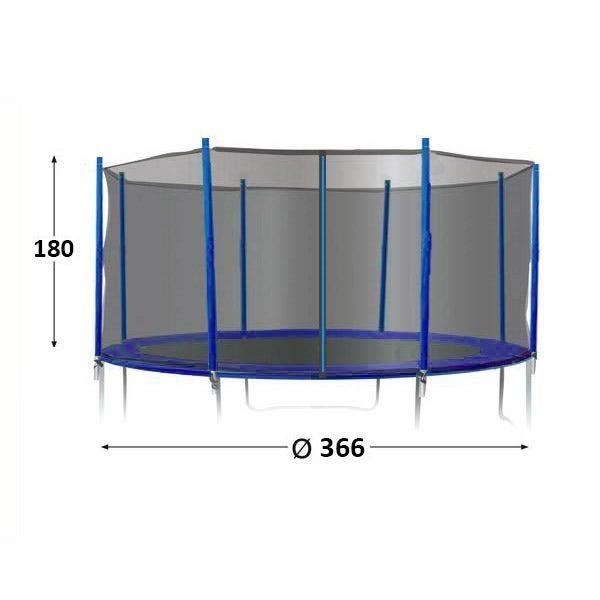 Filet de protection pour trampoline TRIGANO - 3,66 m - Extérieur - Jusqu'à 300 kg