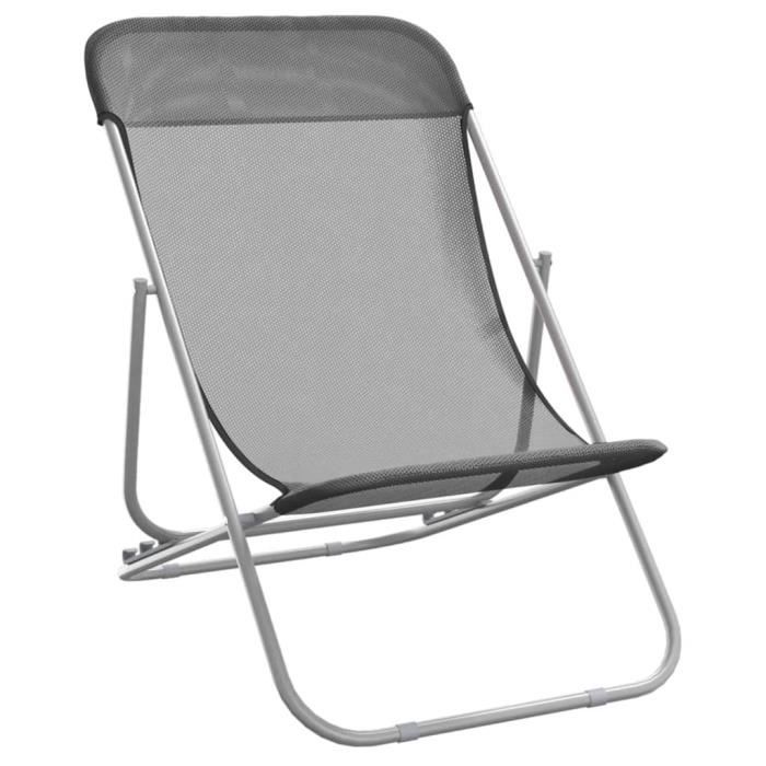 chaises de plage pliantes 2pcs textilène acier enduit de poudre a360190 yesma fr