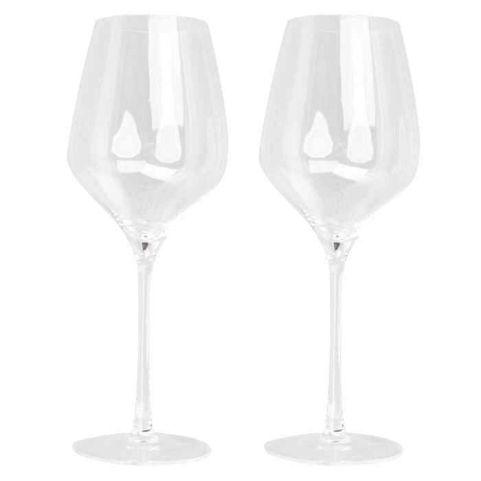 Lot De 2 Verres à Vin Originaux Avec Pied - Design Unique Bleu - Pour Vin Rouge/Rosé - 23x8cm