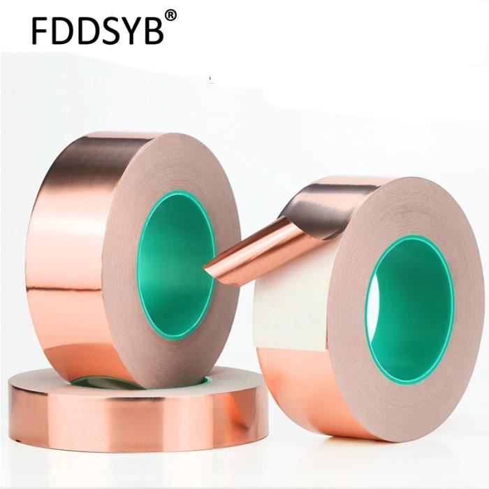 Ruban Adhesif Cuivre Feuille de Cuivre Bande 20 m de Ruban de Cuivre Autocollant Anti Limaces Ruban en Feuille de Cuivre Ruban Double Conducteur Face EMI Copper Protection