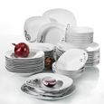 Veweet MELODY 48pcs Service Complet 12pcs 9.75" Assiette Plate, 8.5" Assiette Creuse, 7.5" Assiette à Dessert, 6.7" Bol Porcelaine-1