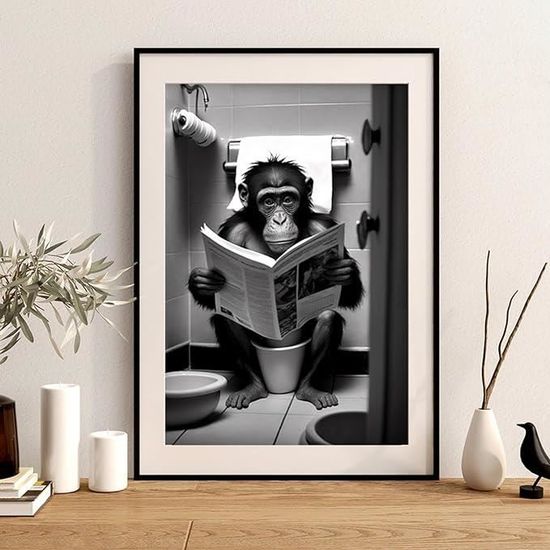 Puzzle 1000 Pièces – Singe Assis Sur Les Toilettes – Image Humoristique Colorée – Décoration Murale – Cadeau Pour Soirée Jeux – 70 X 50 Cm