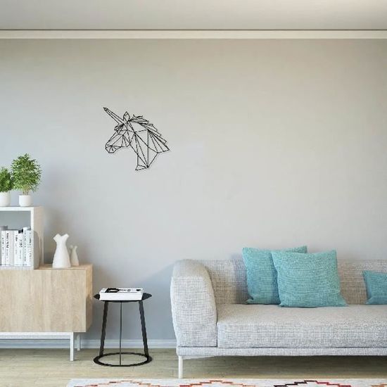 HOMEMANIA Décoration Murale Licorne - Art Mural - Animaux - pour Chambre -  Noir en Acier, 53 x 0,15 x 50 cm - Achat & prix