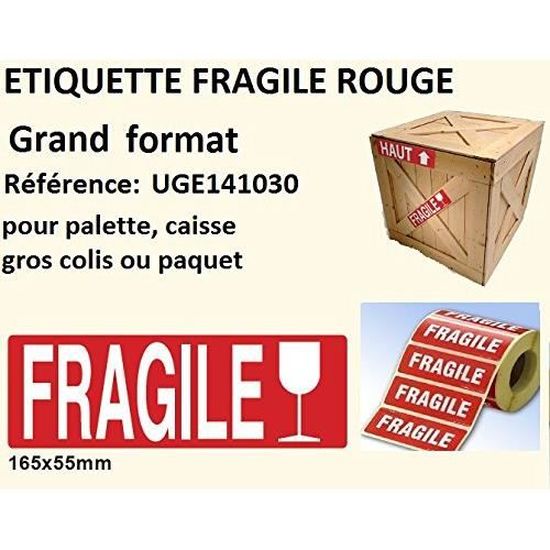 300 Etiquettes Fragile Rectangulaires Autocollantes - 98x40 Mm - Rouleau De 300 Stickers Pour Colis Et Commandes