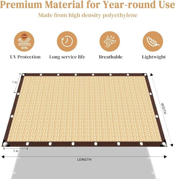 Voile Solaire 5x9m Filet D'Ombrage 90% - Protection UV Respirante Pour Jardin, Balcon & Terrasse