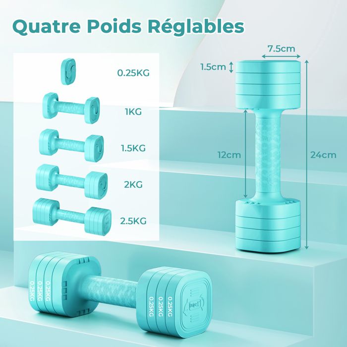 Set D'haltères Réglables Dripex 2-en-1 - Barres Courtes Et Longues, Poids Ajustable Jusqu'à 36kg, Idéal Maison/bureau - 2