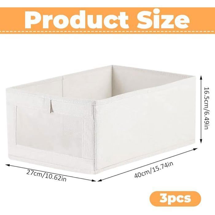 3 Pièces Bac de Rangement Tissus 40x 27x 16 5 cm Boîtes de Rangement ...
