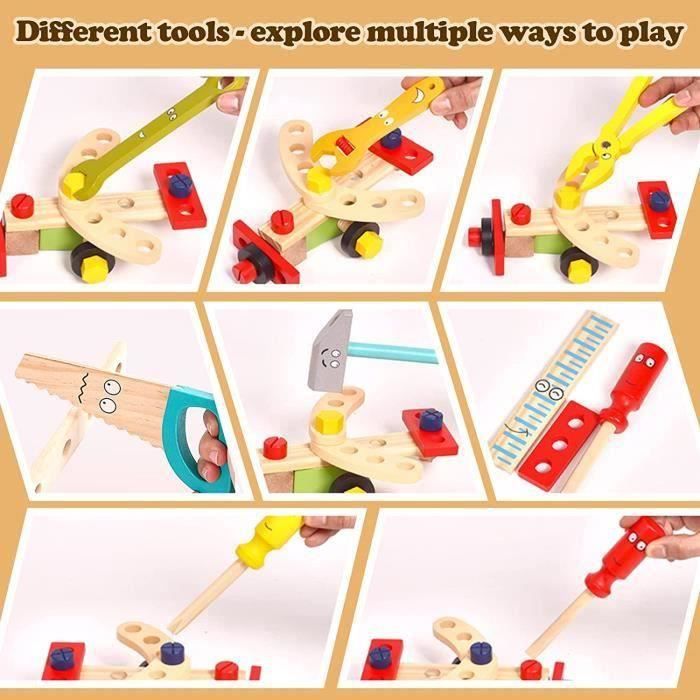 Coiffret Outils Montessori Enfant 3-5 Ans - Planche à Visser En Bois - 7 Types De Vis - Tournevis Et Clés Inclus - Cadeau Motricité
