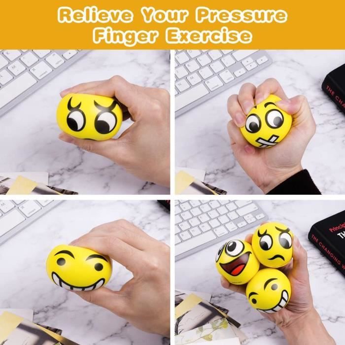 Boule Anti Stress - Drôles - 12Pcs - 6.3cm - PU Souple - Pour Enfant et