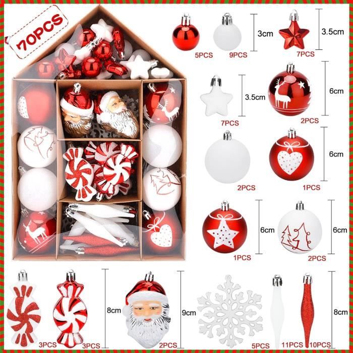 Boule De Noel Rouge Valery Madelyn Boule De Noel Pour Decoration Noel,40pcs Boules De Noel Blanc Or Doré Deco Maison