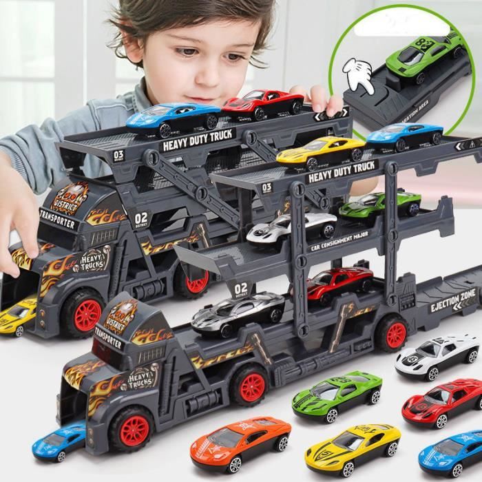 Camion de Transport Voiture Enfant avec 6 Petite Voiture,15 Panneaux Route,  Cadeau Camion Jouet pour 3 4 5 Ans Garcon - Cdiscount Jeux - Jouets