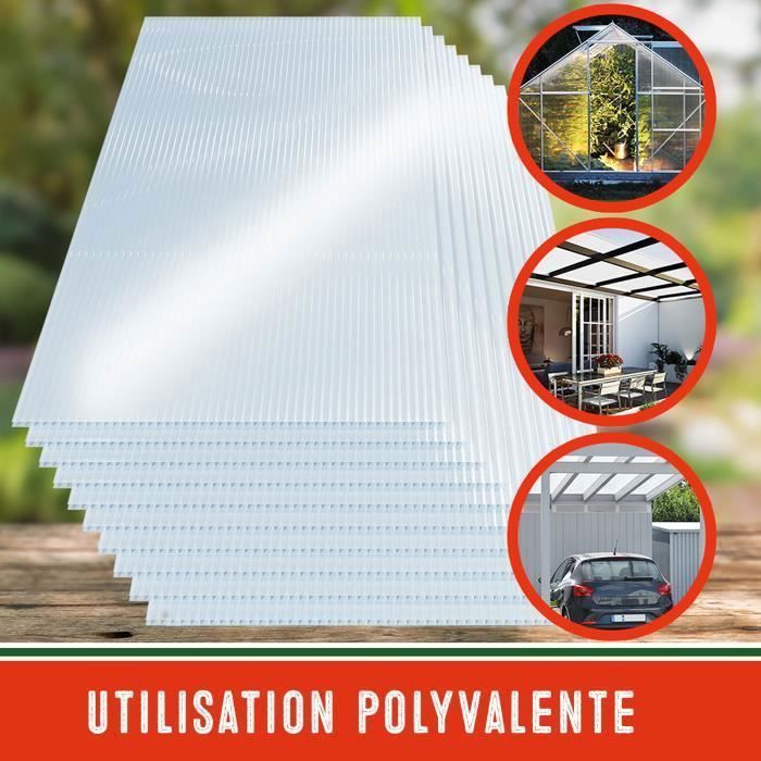 GARDEBRUK® 10x Plaques de Polycarbonate Creux 6mm 121x60,5cm découpe 7 — free download