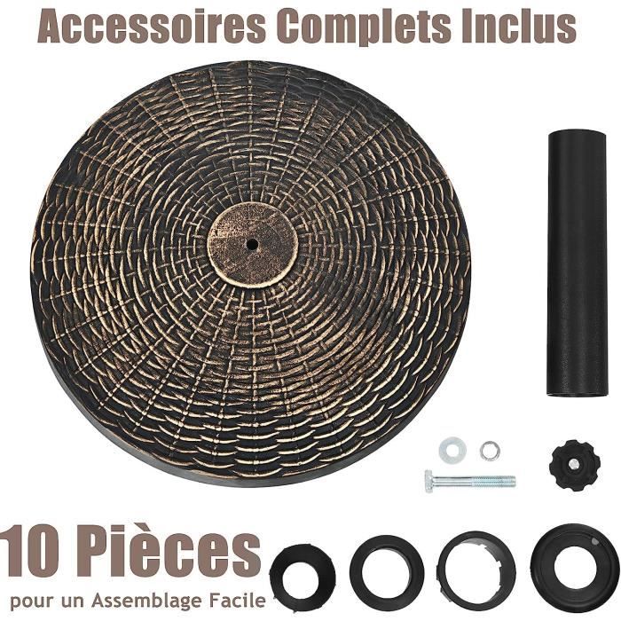 Pied De Parasol Universel Avec Manchons PVC 32/40/50mm - Support Pour Dalles Granit Et Ciment