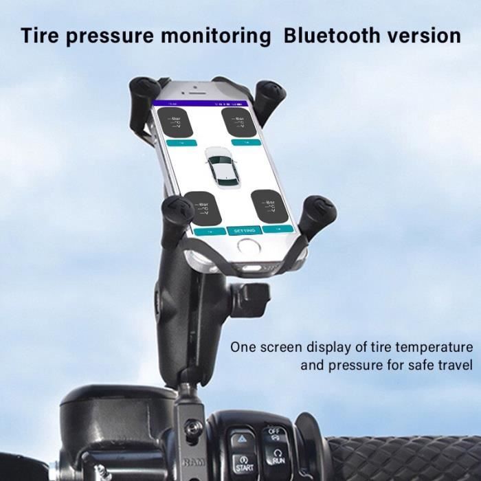 FOBO Bike 2 Système de contrôle de Pression des pneus avec Application -  Capteur de Pression des pneus Intelligent Bluetooth 5.0 pour Les Motos  Manomètre de Pression des pneus - Noir 