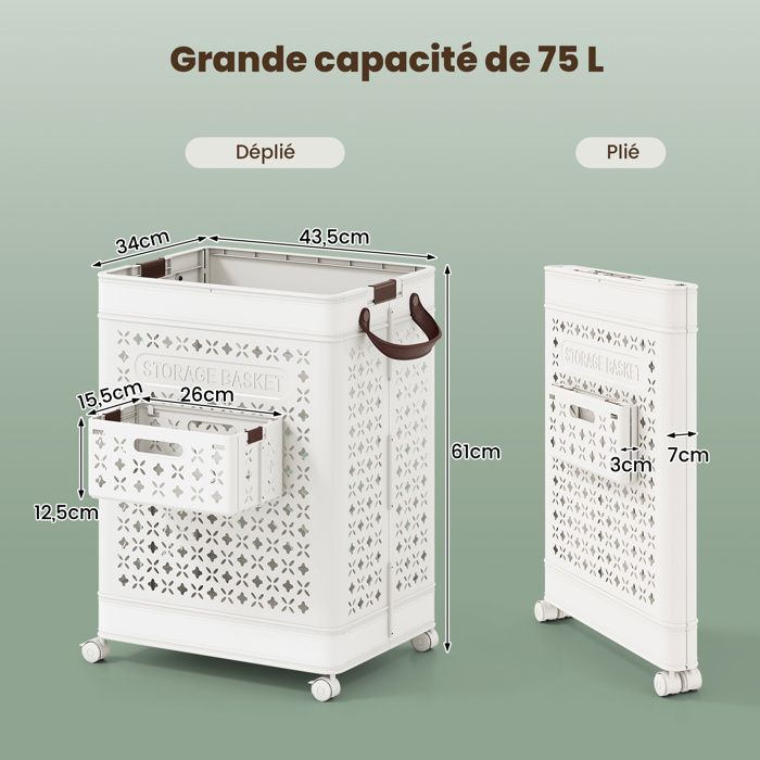 Panier Linge Pliable Design Lifewit Panier à Linge 100L Avec Couvercle Et 2 Sacs Amovibles - Corbeille Pliable Robuste Pour Chambre, Salle De Bain Et Buanderie, Noir