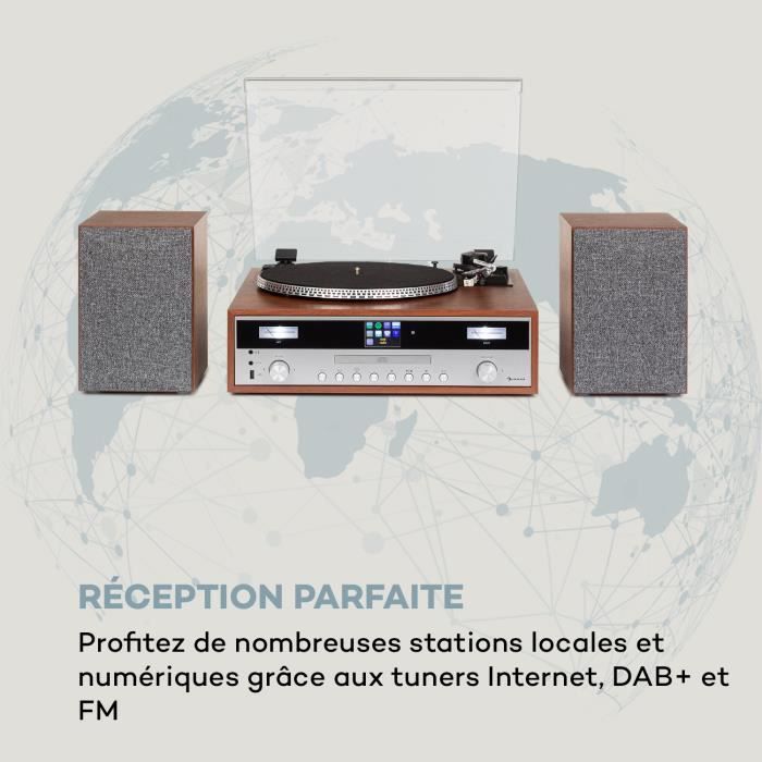 Auna tt-138 dab platine vinyle 2 vitesses 33t & 45t - tuner radio dab+ / fm  - enceintes