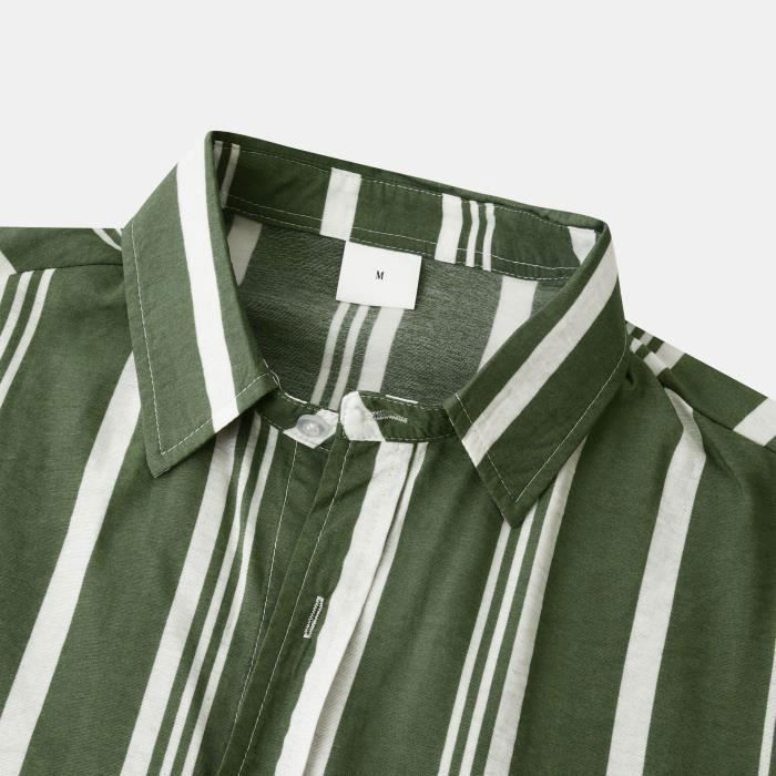 Chemise Manches Courtes Homme KRONSTADT KSEager – Rayée Col Kent – Coupe Moderne Été Respirante