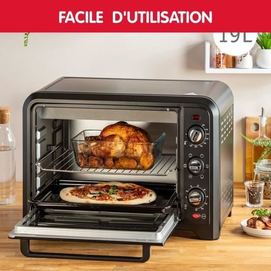 MOULINEX OX444810 - Mini four grill - 19L - 1380 W - Grill 740 W - Chaleur  tournante - Noir - Cdiscount Electroménager