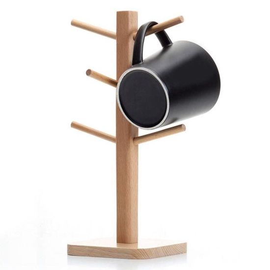 Support de Tasse Organisateur de Table Arbre Porte-Tasses en Bois pr/ésentoir Fournitures de Cuisine pour th/é Tasse /à caf/é Crochets de Tasse 6 Tasses White GLAITC Arbre de Tasse en Bois