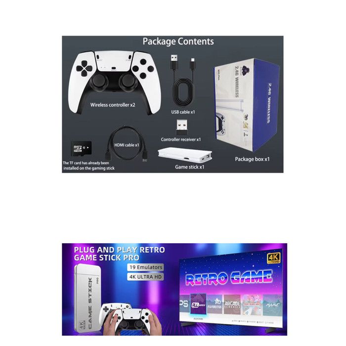 Console Rétrogaming Game Stick Pro – 22 000+ Jeux – 2 Manettes Sans Fil – Plug & Play HDMI – Cadeau Vintage