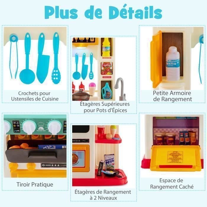 Ulikey Cuisine Jouet 50 Accessoires – Four, Lave-vaisselle, Sons Et Lumières – Pour Enfants 2-6 Ans, Dimensions 34,5 X 16 X 41,8 Cm