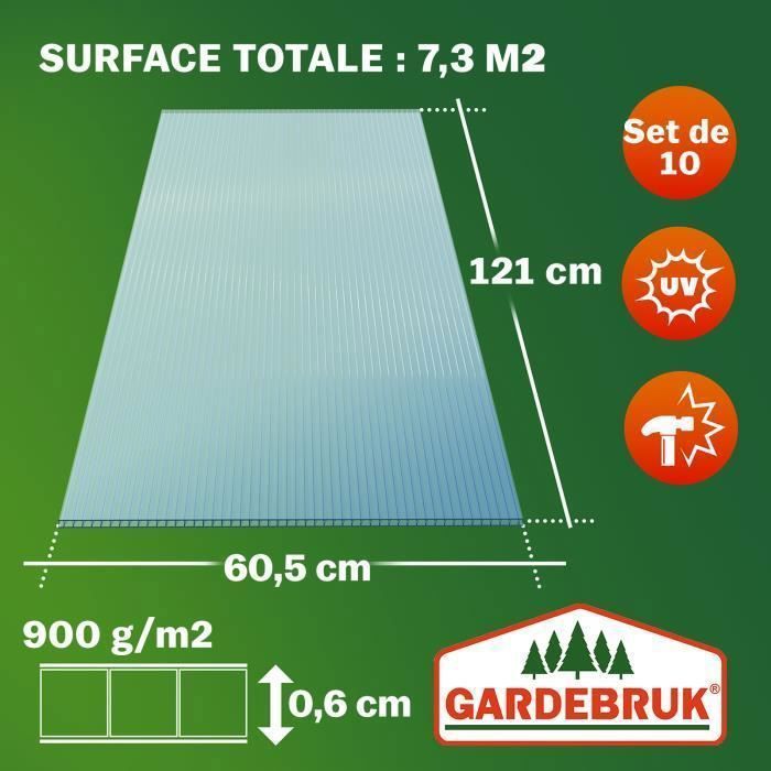 14x Plaque De Polycarbonate Creuse 10,25m² 4mm 50x Clips De Vitrage Serre De Jardin Clips De Fixation Type W Plaque à Double Paroi - Jardin