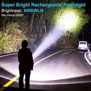 Lampes de poche rechargeables 990000 lumens, 7 modes, super