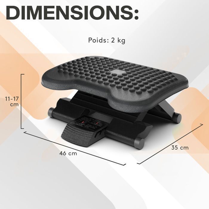 Q-Connect Repose-Pieds Ergonomique Réglable – Structure Massage, Antidérapant, Hauteur Ajustable 2 Niveaux
