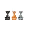 Lot de 3 statues de chat méditant – Bouddha heureux en forme de chat – Statue de chat zen pour la méditation ou le yoga-0
