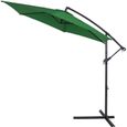 KINGSLEEVE® Parasol déporté Ø 300 cm inclinable vert Parasol en aluminium avec manivelle Jardin Protection UV 40+-0