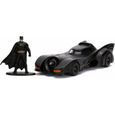 Batmobile 1989 Hollywood + Figurine Batman - Voiture Noir 1/32 - Vehicule Minature DC - Enfant-0