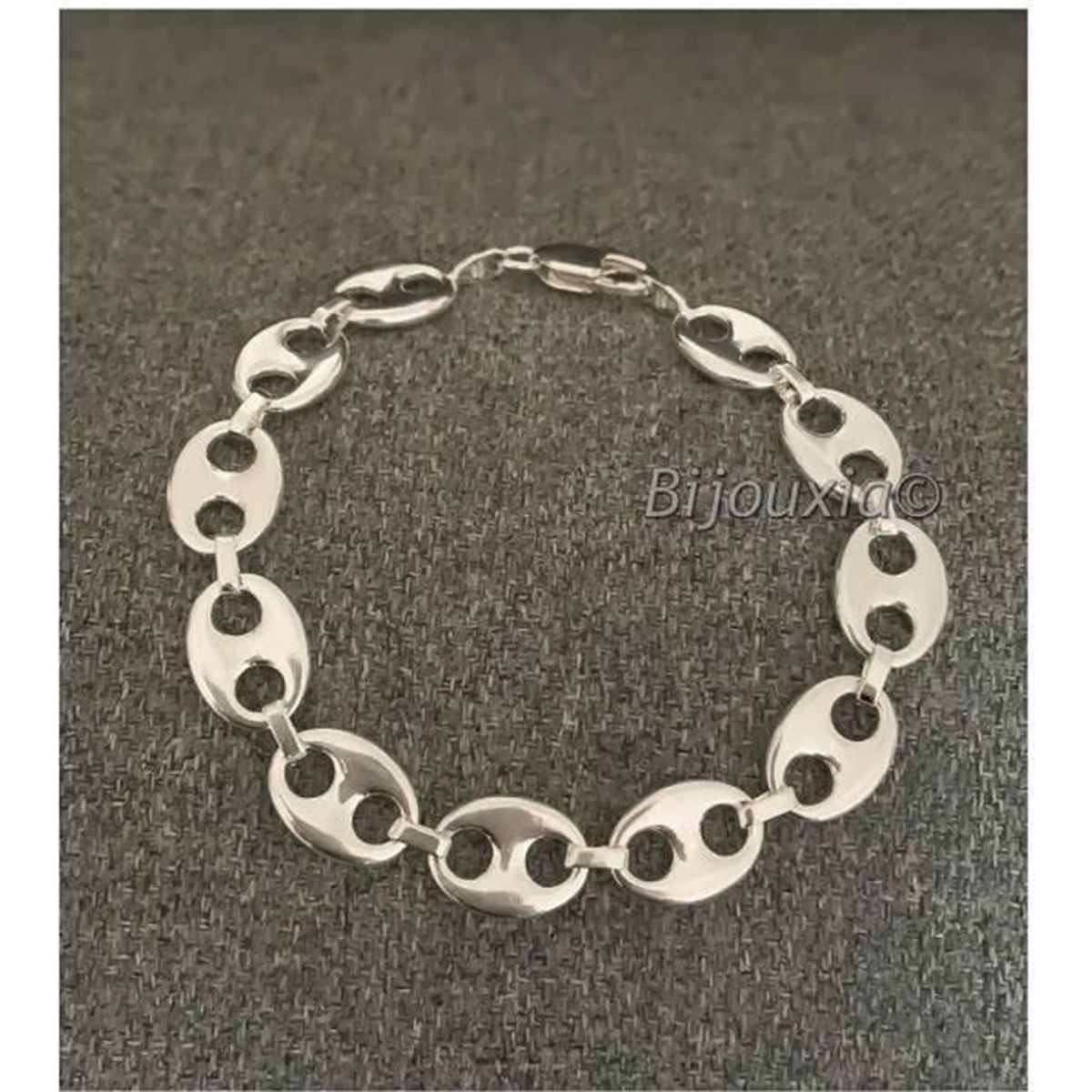 Bracelet Maille Gourmette Large 22CM x 1CM Argent Massif 925//1000 Bijoux MIXTE