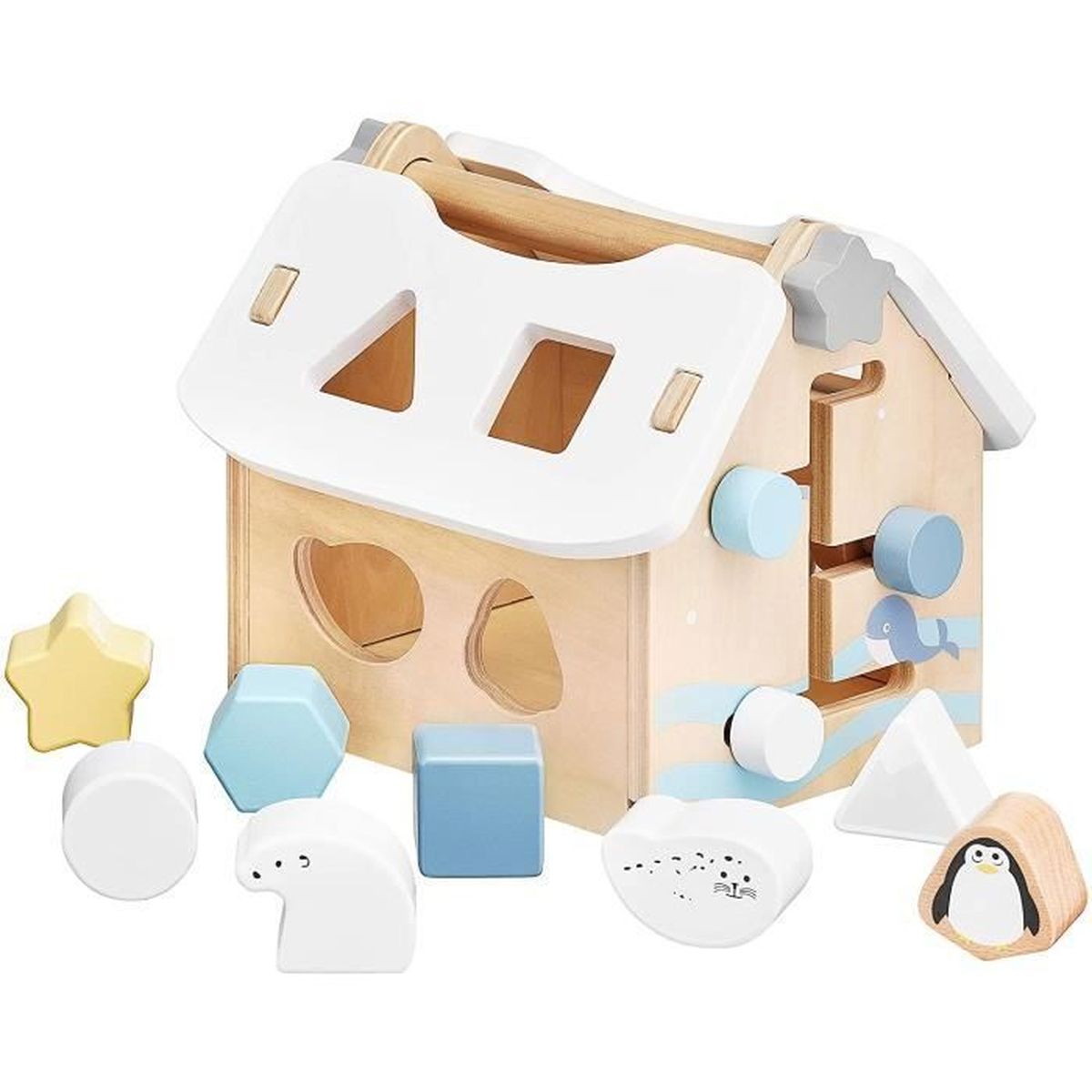 Mamabrum Cube D Eveil En Bois Maison Trieuse De Formes Geometriques Premier Age 1 An Jouet Labyrinthe 8 Blocs De Modelisation Cdiscount Jeux Jouets