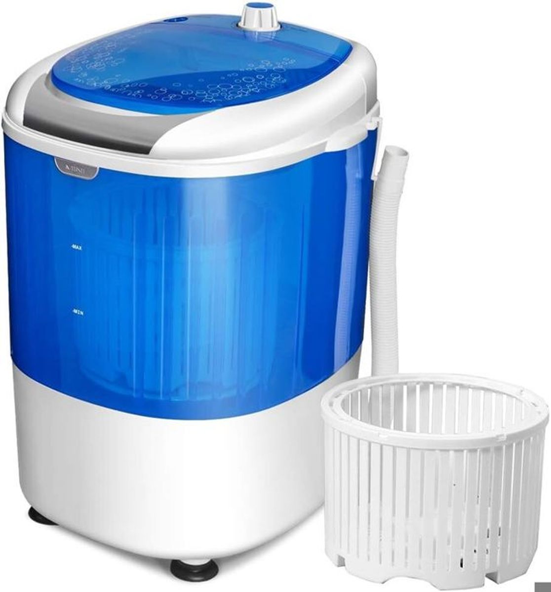 Mini lave-linge avec deux tambours en plastique bleu et blanc, 240 Watt  avec cycle d'essorage VidaXL - Habitium®