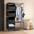 ALIGHTUP Armoire Dressing Portable Tissu - 4 Compartiments et Barre à Vêtements - 105x45x170 cm - Noir