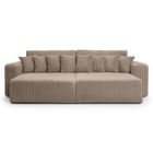 LOUNGITUDE Canapé droit 4 places JADE double méridienne et assise profonde en velours côtelé épais - Taupe